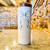 White/Rose Gold Coquette Bow - 22oz Slim Tumbler