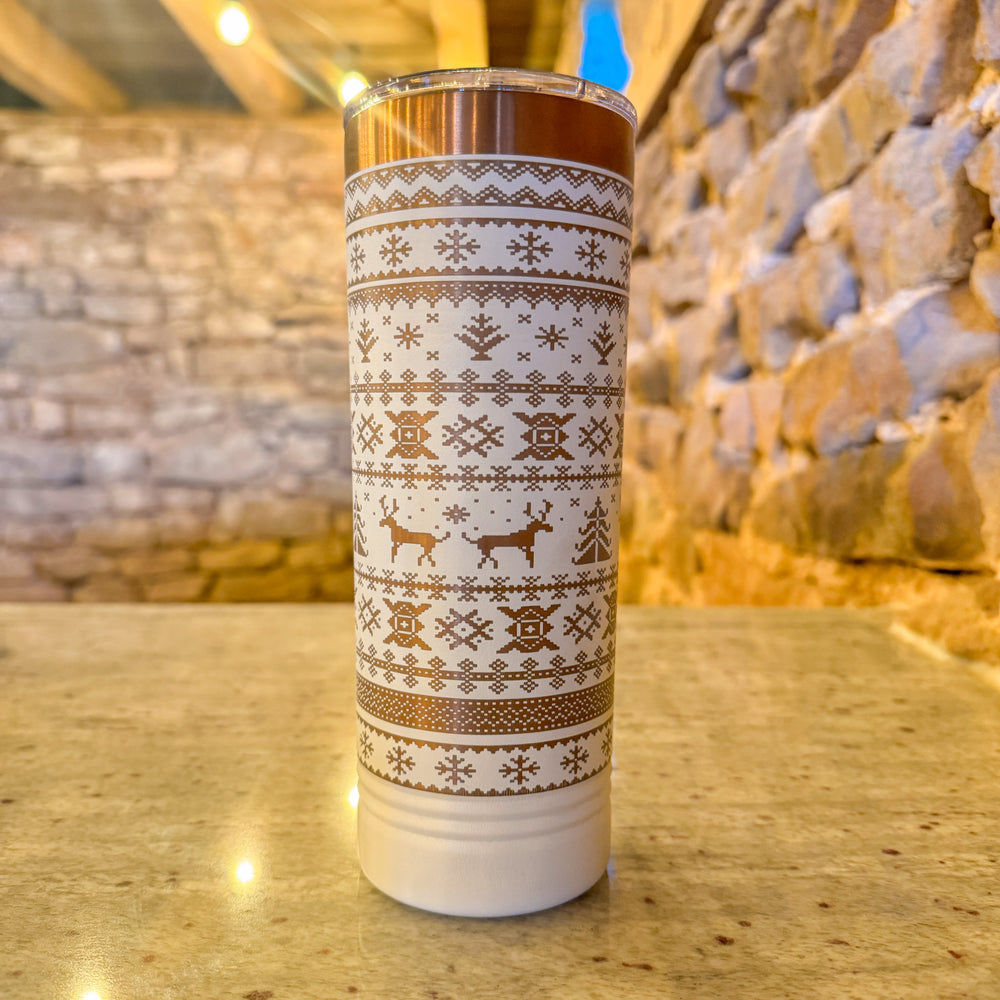 White/Rose Gold Ugly Sweater - 22oz Slim Tumbler