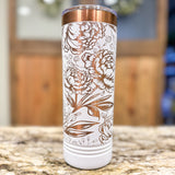 White/Rose Gold Peonies - 22oz Slim Tumbler