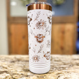 Highland Cow White/Rose Gold 22oz Slim Tumbler