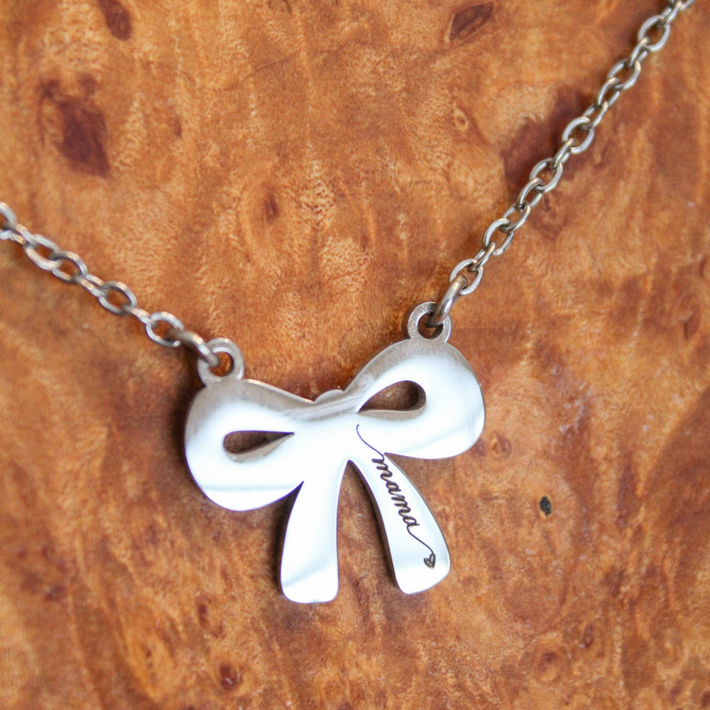 Engraved Bow Necklace