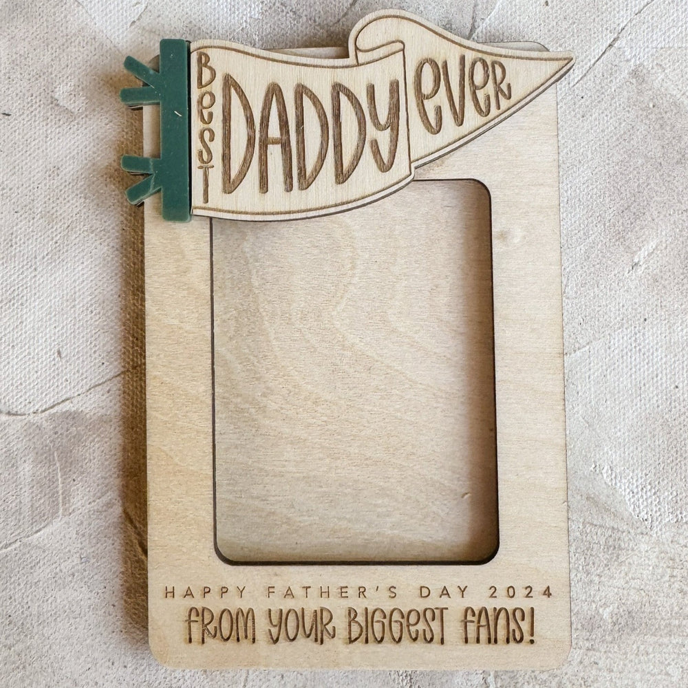 "Biggest Fan" Wooden Mini-Photo Frame with Magnet or Visor Clip