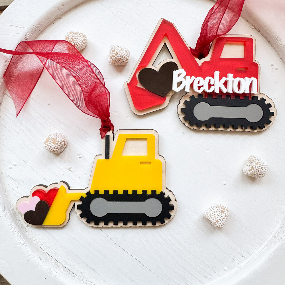 Construction Truck Valentines Day Gift Tags