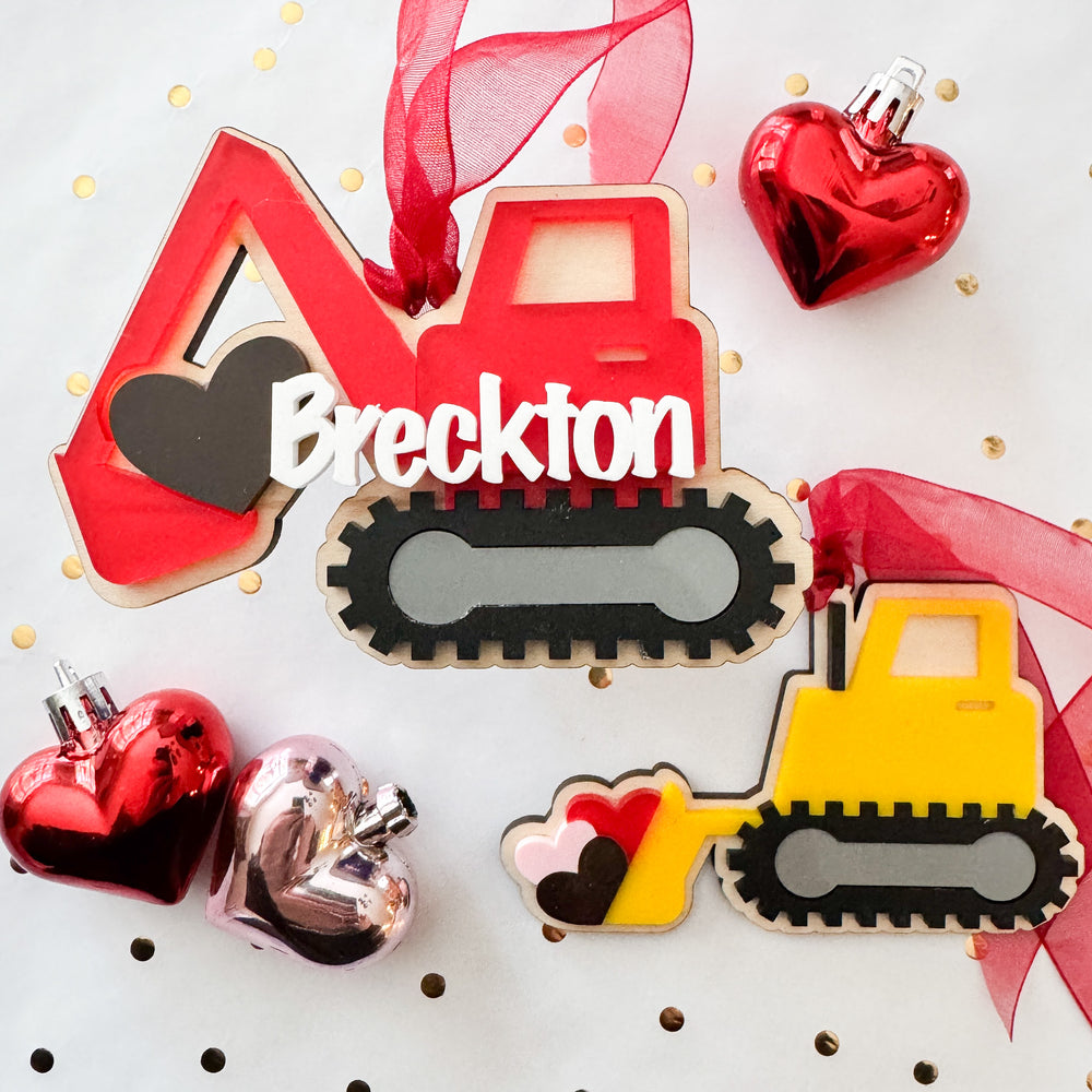 Construction Truck Valentines Day Gift Tags