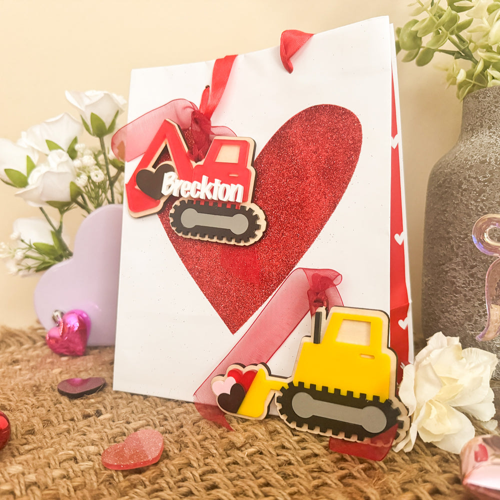 Construction Truck Valentines Day Gift Tags