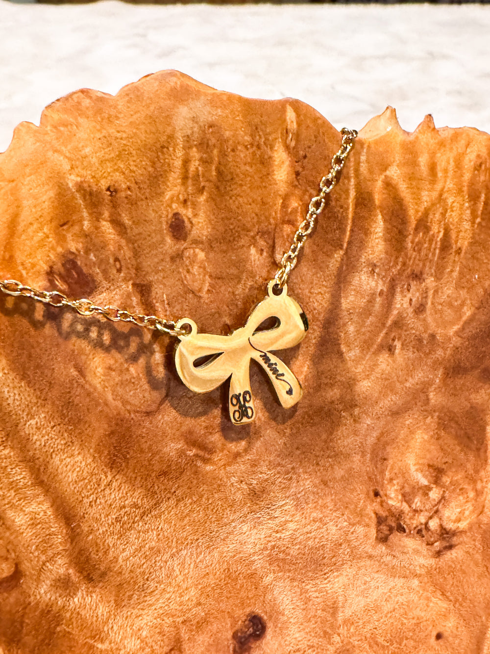 Engraved Bow Necklace