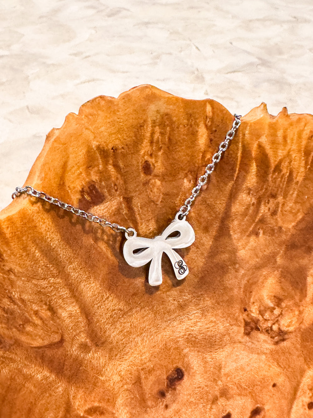 Engraved Bow Necklace