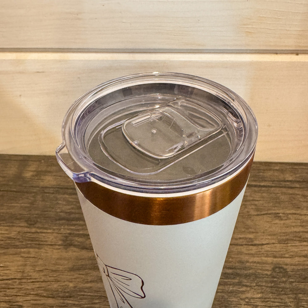 White/Rose Gold Coquette Bow - 22oz Slim Tumbler