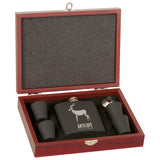 Engraved Matte Black Flask Set