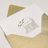 Santas Cabin Foil Pressed Note Card