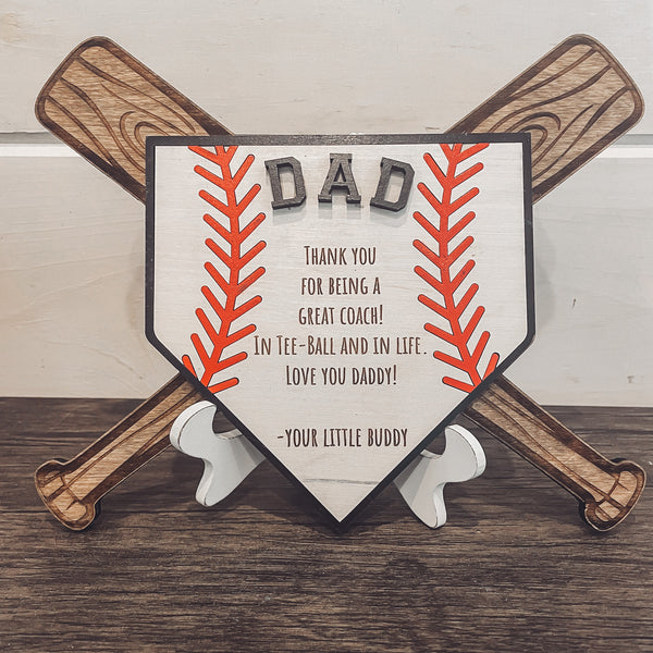 Personalized Baseball Father's Day Gift With Easel