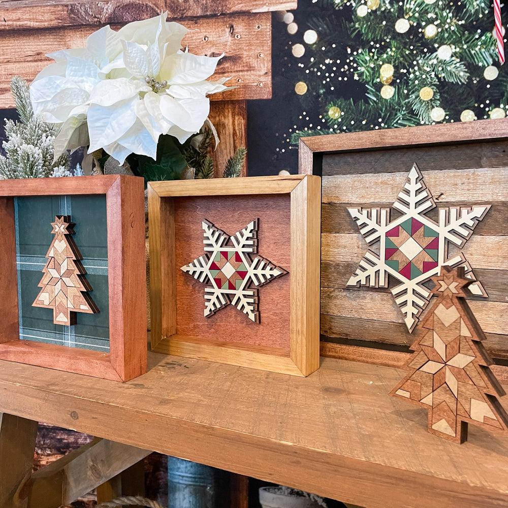 Barn Quilt Snowflake Box Frame Sign